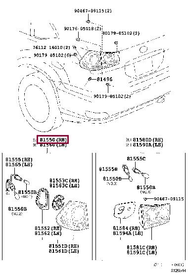 8155048061 Toyota Фонарь задний правый внешний