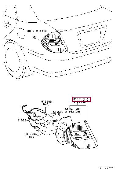 8155133370 Toyota - Lens, rear combination lamp, rh 81551-33370