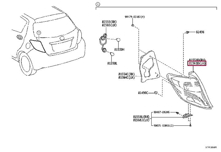 Toyota 81561-0D610 Lens body, rear combination lamp, lh 815610D610: Отличная цена - Купить в Украине на EXIST.UA! 815610D610 Toyota Lens body, rear combination lamp, lh