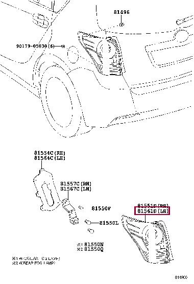 815610F092 Toyota Lens body, rear combination lamp, lh
