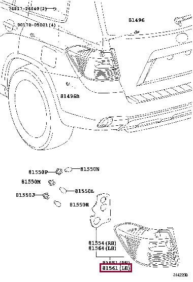 8156148200 Toyota Фонарь задний левый