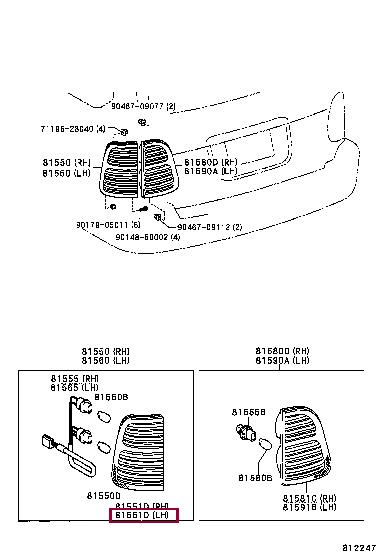 8156160700 Toyota Фонарь задний внешний левый