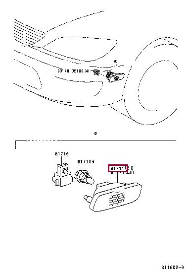 8173130110 Toyota Фонарь указателя поворота правый