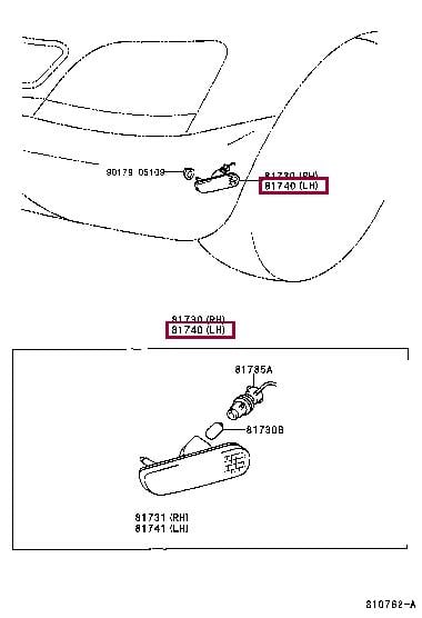Toyota 81740-48010 Фонарь повторителя поворота левый 8174048010: Отличная цена - Купить в Украине на EXIST.UA! 8174048010 Toyota Фонарь повторителя поворота левый