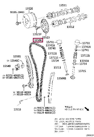 135060Q030 Toyota Цепь ГРМ