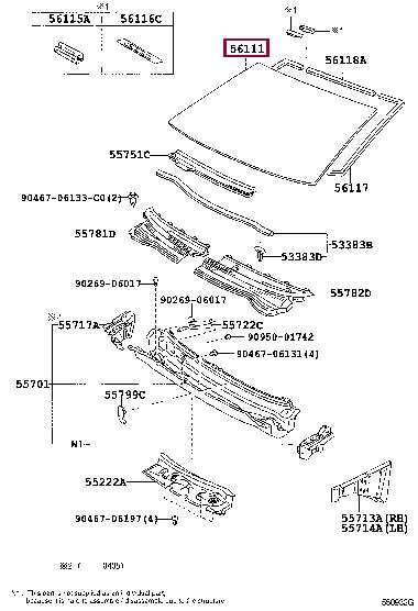 Toyota 56101-02180 Скло вітрове 5610102180: Приваблива ціна - Купити в Україні на EXIST.UA! 5610102180 Toyota Скло вітрове