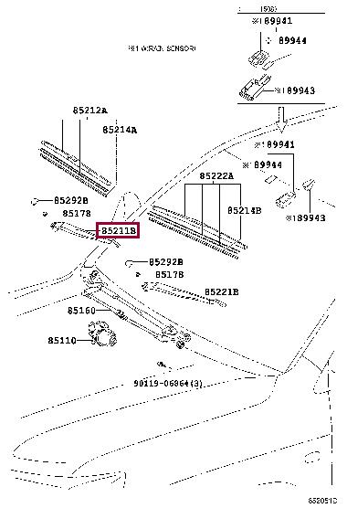 8521160240 Toyota Рычаг стеклоочистителя передний правый