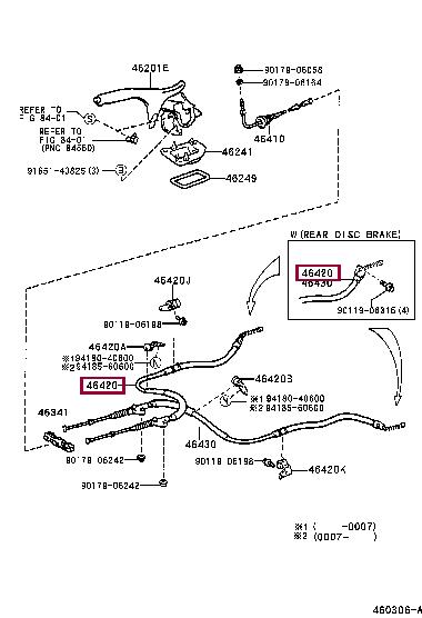 Toyota 46420-20590 Трос ручного гальма 4642020590: Приваблива ціна - Купити в Україні на EXIST.UA! 4642020590 Toyota Трос ручного гальма