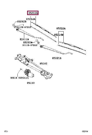 Toyota 85212-B4030 Blade, fr wiper, rh 85212B4030: Отличная цена - Купить в Украине на EXIST.UA! 85212B4030 Toyota Blade, fr wiper, rh
