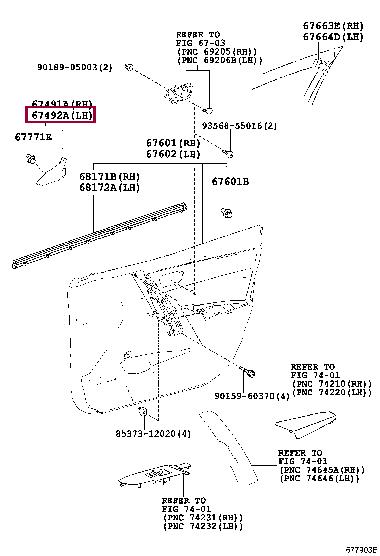 6749202440 Toyota Накладка декоративная передней двери левая