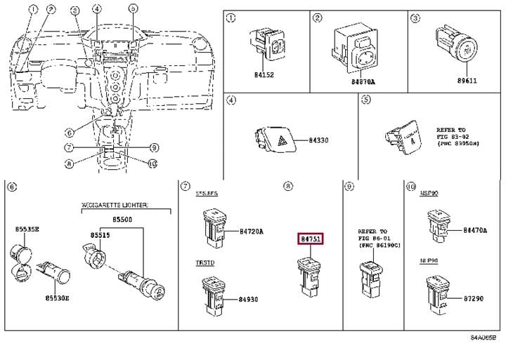8475142040 Toyota Кнопка обогрева сидения