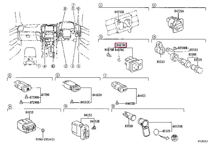8487060080 Toyota Switch assy, outer mirror