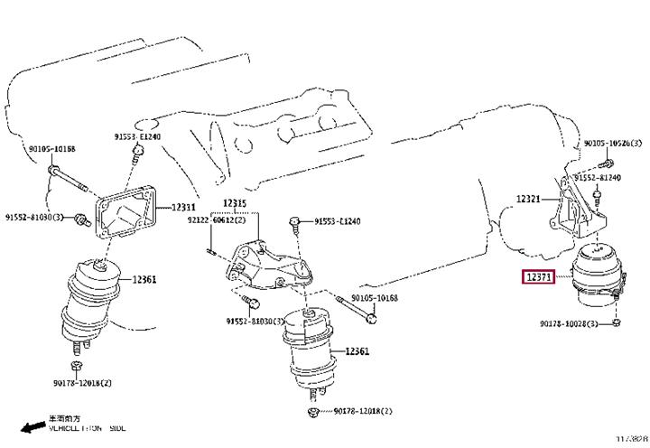 1237131291 Toyota Подушка двигателя