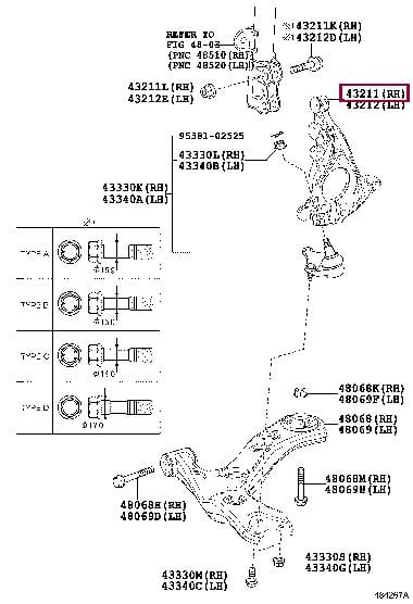 4321147040 Toyota Кулак поворотний