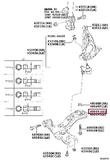Toyota 48068-47060 Рычаг подвески 4806847060: Отличная цена - Купить в Украине на EXIST.UA! 4806847060 Toyota Рычаг подвески