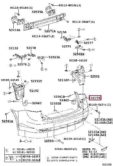 5215905911 Toyota Бампер задній