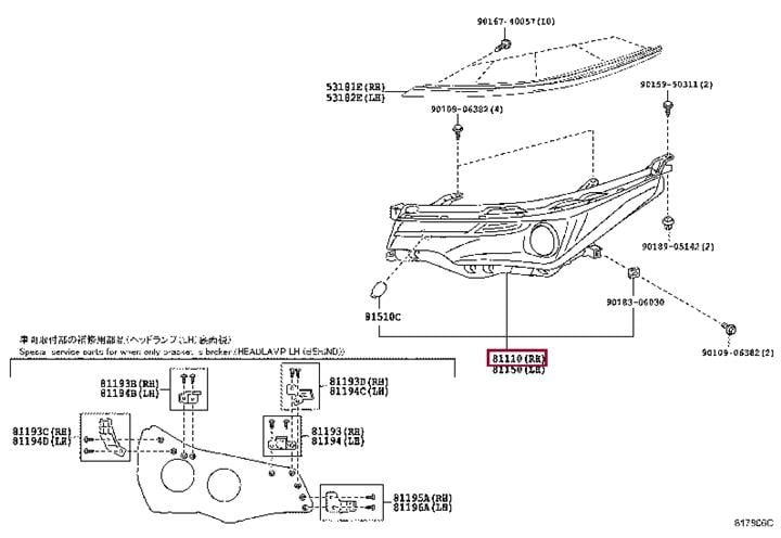 8111002L70 Toyota Фара основная