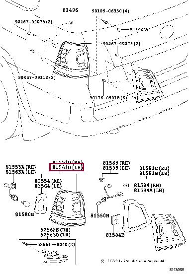 Toyota 81561-60B70 Фонарь задний 8156160B70: Отличная цена - Купить в Украине на EXIST.UA! 8156160B70 Toyota Фонарь задний