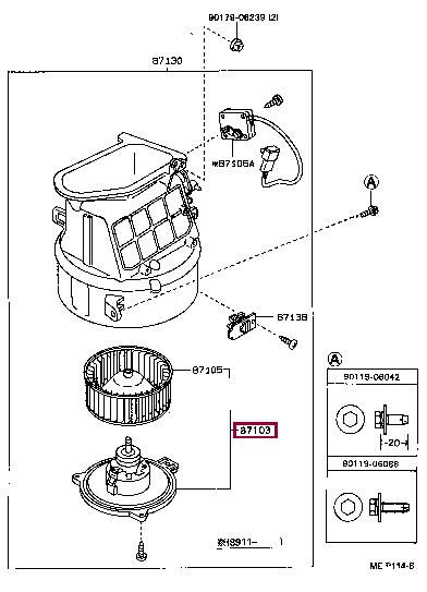 Toyota 87103-26020 Motor sub-assy, heater blower, w fan 8710326020: Отличная цена - Купить в Украине на EXIST.UA! 8710326020 Toyota Motor sub-assy, heater blower, w fan