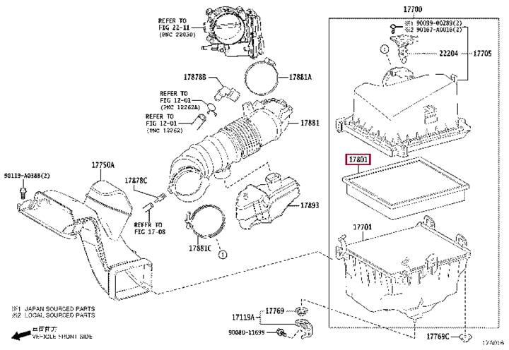 17801F0050 Toyota Воздушный фильтр
