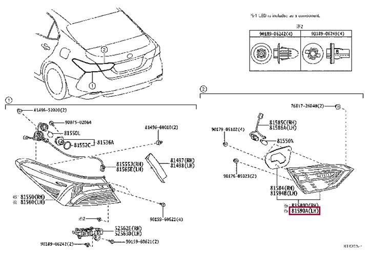 8159133330 Toyota Фонарь задний
