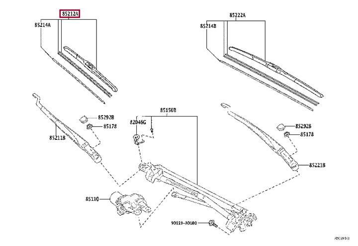 Toyota 85212-06250 Щітка склоочисника 8521206250: Приваблива ціна - Купити в Україні на EXIST.UA! 8521206250 Toyota Щітка склоочисника