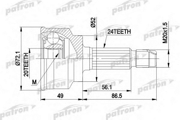 Patron PCV1261 Шарнір рівних кутових швидкостей (ШРКШ) PCV1261: Купити в Україні - Добра ціна на EXIST.UA!