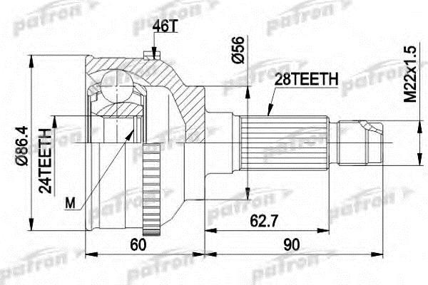 Patron PCV3295 Шарнір рівних кутових швидкостей (ШРКШ) PCV3295: Купити в Україні - Добра ціна на EXIST.UA!