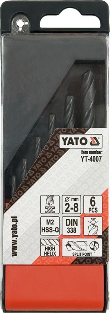 Yato YT-4007 Сверла по металу HSS 2-8мм, 6шт YT4007: Приваблива ціна - Купити в Україні на EXIST.UA!