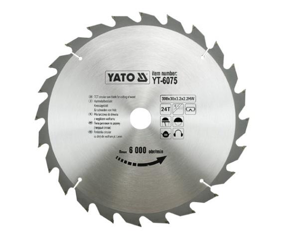 YT6075 Yato Диск пиляльний по дереву і пластику 300x24x30мм, 24 зубці