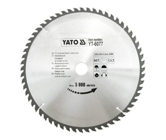 YT6077 Yato Диск пиляльний побідитовий по дереву 300х60х30 мм
