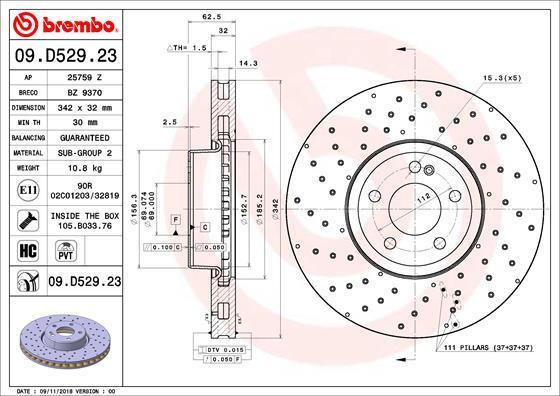 Купить Brembo 09.D529.23 по низкой цене в Украине!