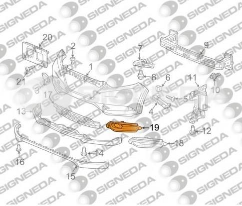 Signeda PHD99092CAR Решетка бампера переднего (заглушка) правая PHD99092CAR: Отличная цена - Купить в Украине на EXIST.UA! PHD99092CAR Signeda Решетка бампера переднего (заглушка) правая