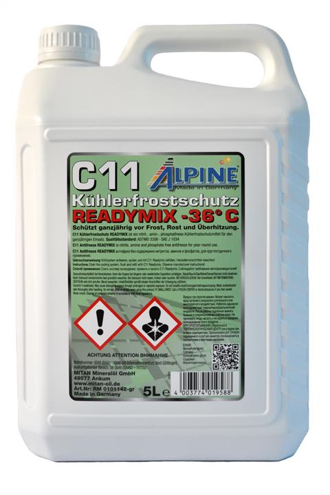 AlpineOil RM0101142-G Антифриз C11 Kühlerfrostschutz ready-mix -36°C, 5 л RM0101142G: Купити в Україні - Добра ціна на EXIST.UA!
