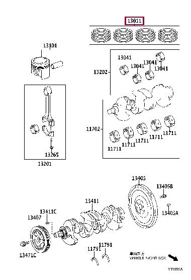 1301121111 Toyota Кольца поршневые