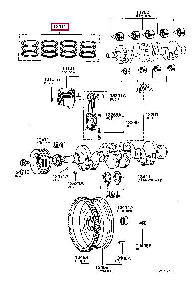 1301188271 Toyota Кольца поршневые