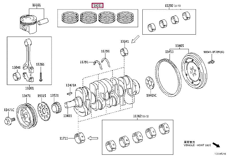 13011B1020 Toyota Кольца поршневые