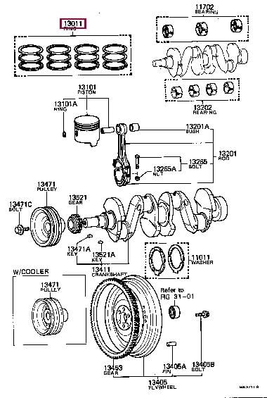 1301544044 Toyota Кольца поршневые