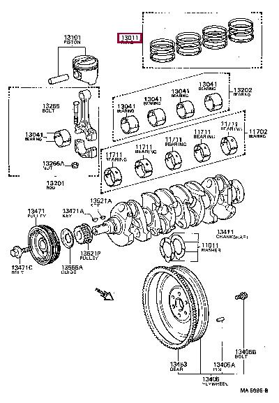 1301563031 Toyota Кольца поршневые