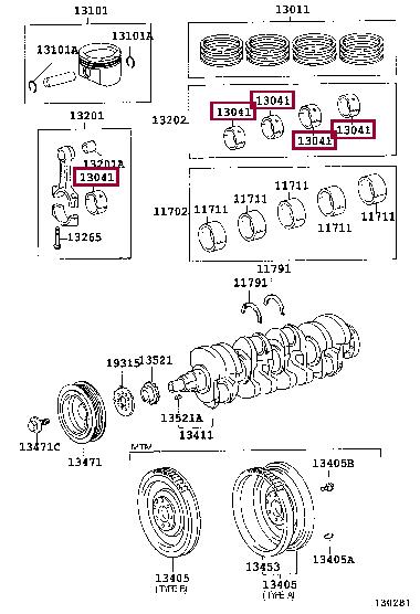 130410D01103 Toyota Вкладыши шатунные