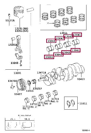 130410F01104 Toyota Вкладыши шатунные
