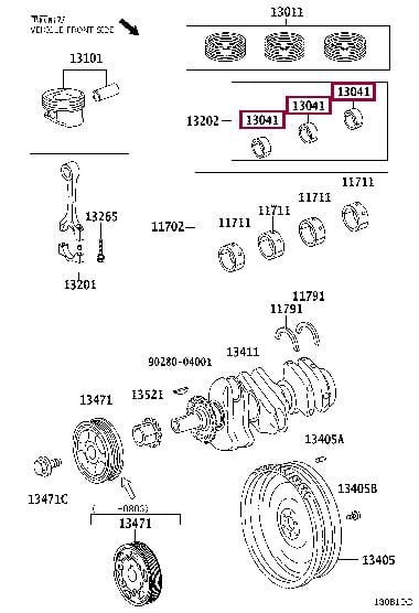 130410Q01003 Toyota Вкладыши шатунные