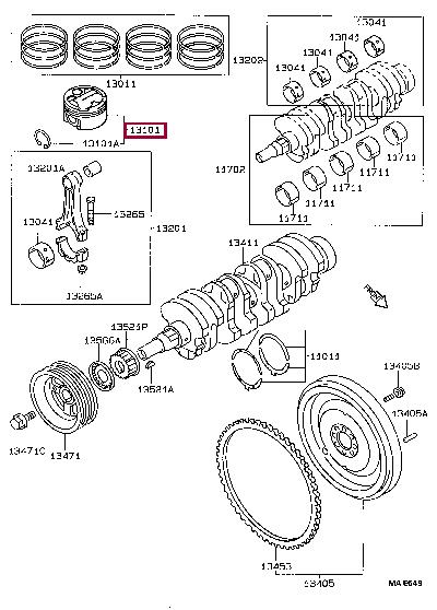 131011622002 Toyota Поршень с кольцами, комплект