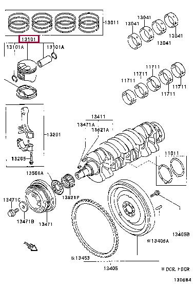 1310127080A0 Toyota Поршень с кольцами, комплект
