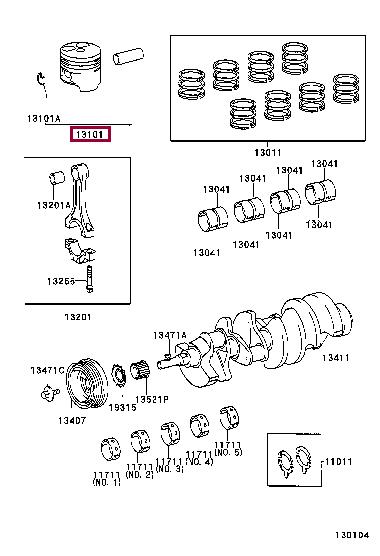 131015004003 Toyota Поршень с кольцами, комплект