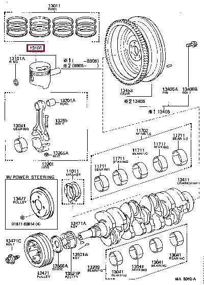 Toyota 13101-54030-01 Поршень с кольцами, комплект 131015403001: Отличная цена - Купить в Украине на EXIST.UA! 131015403001 Toyota Поршень с кольцами, комплект