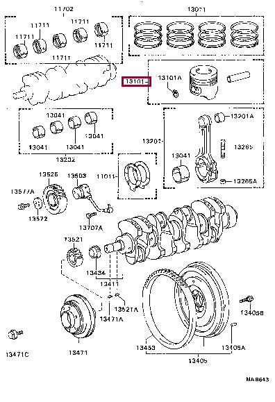 131015606001 Toyota Поршень з кільцями, комплект
