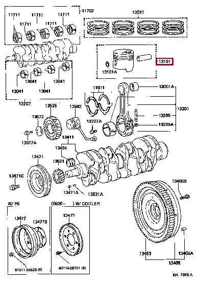 131015803002 Toyota Поршень с кольцами, комплект