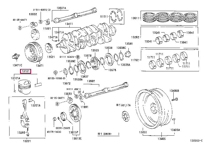 Toyota 13101-67030-01 Поршень с кольцами, комплект 131016703001: Отличная цена - Купить в Украине на EXIST.UA! 131016703001 Toyota Поршень с кольцами, комплект