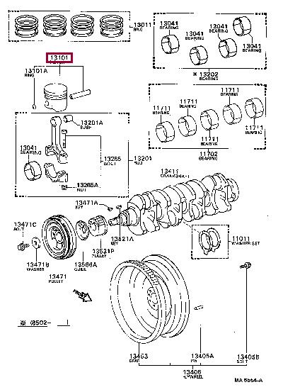 1310364030 Toyota Поршень с кольцами, комплект
